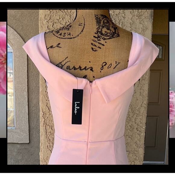 Lulus Elegant Perception Light Pink Off-the-Shoulder Bow Maxi Dress Size M - Picture 6 of 15